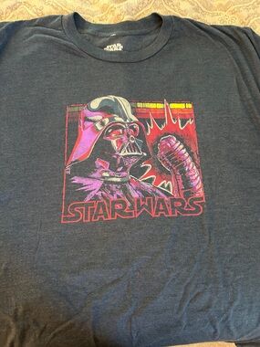 5XL Star Wars Darth Vader Graphic Tee - Navy with Neon Print